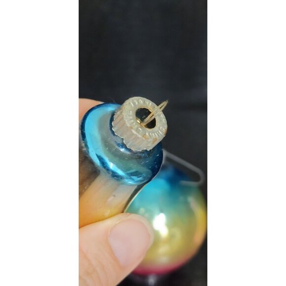 Vintage Mercury Glass Ombre Shiny Brite Christmas Ornaments Blue Pink Bell Ball - Picture 4 of 6